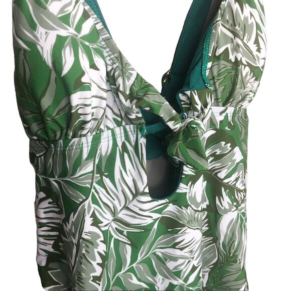 VIGOSS Green Palm Tree One Piece Swimsuit Cut Out Open Back Slimming Large - Picture 4 of 9